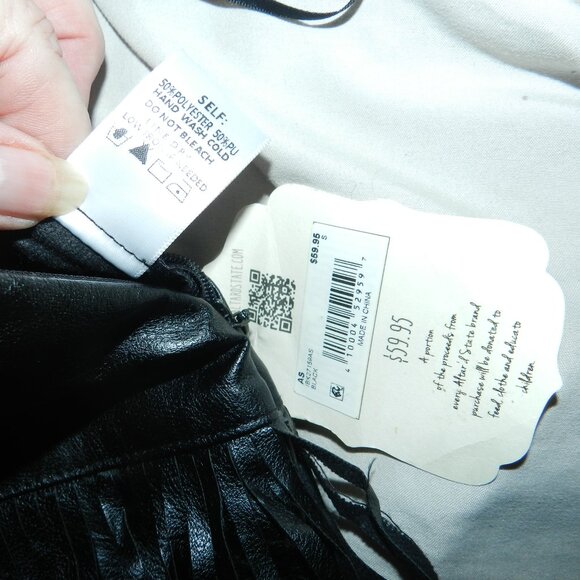 Black fringe leather skirt double layers Black by Altar'd State 🆕FAST⌚📦🏃💨🚚 - Picture 12 of 16